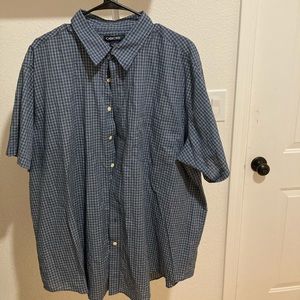 Cherokee Men’s XXL Green/blue button up, short sleeve